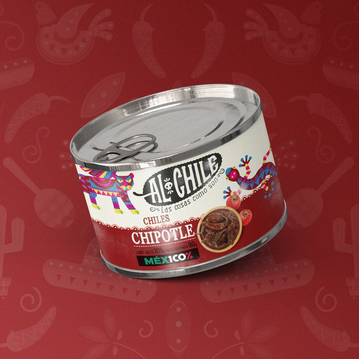 Diseño de packaging para Alchile, Alimentos, México — aplicación 1.