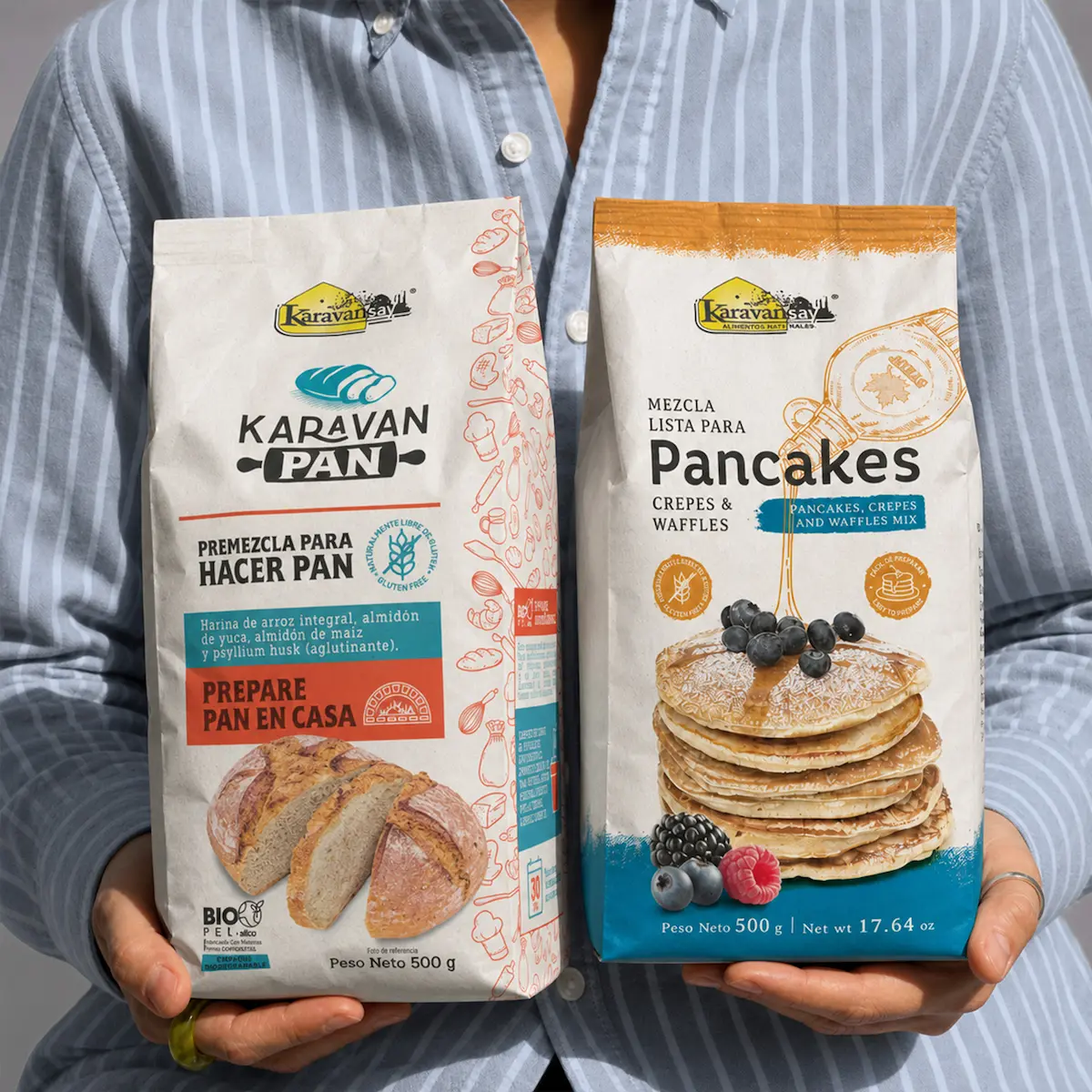 Diseño de packaging Karavanpan para pancakes.
