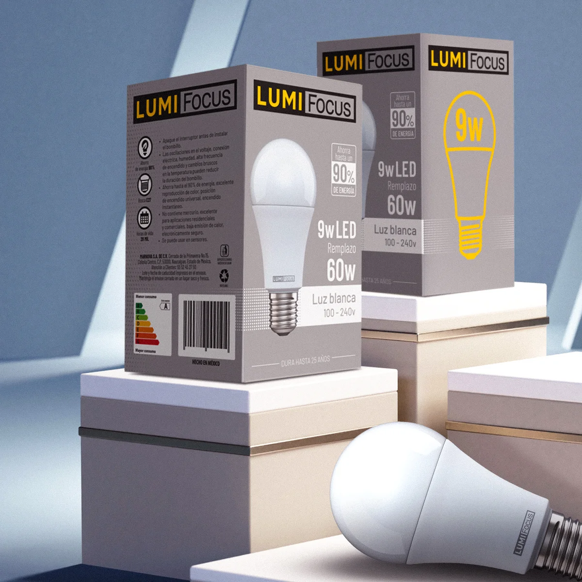 Diseño de packaging para Lumifocus, Iluminación, México — aplicación 3.
