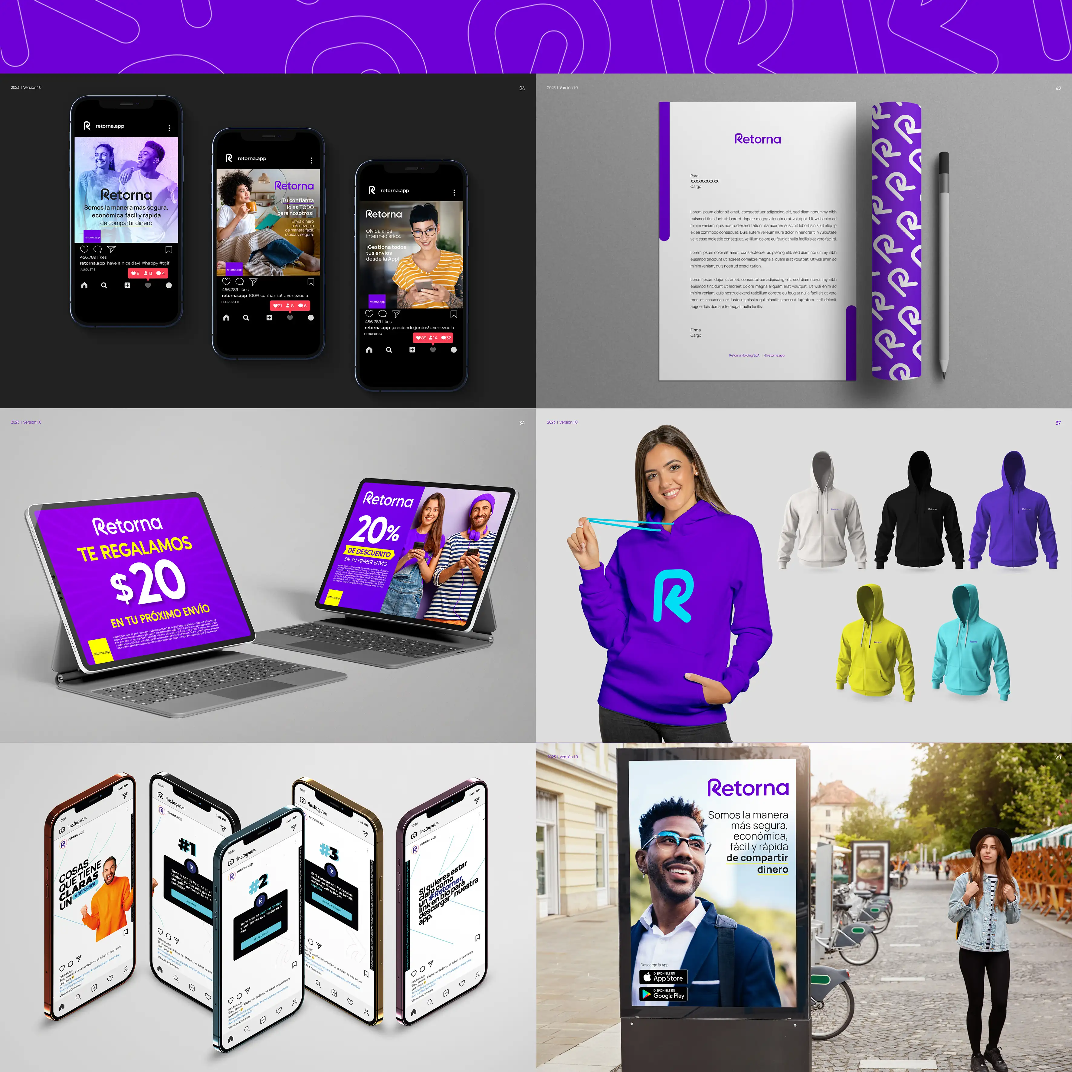Diseño de identidad de marca para Retorna, Fintech, Estados Unidos — aplicación 1.
