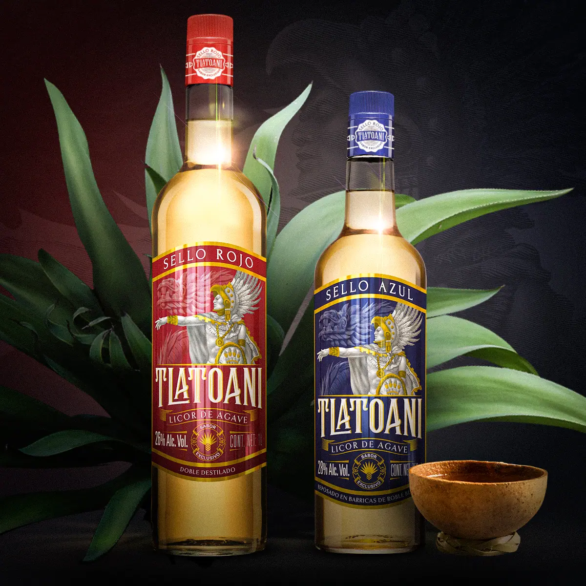 Diseño de packaging para Tequila Tlatoani, Bebidas, México — aplicación 2.
