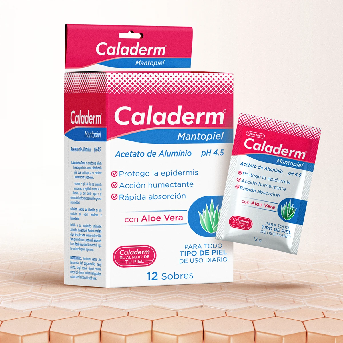 Arquitectura de packaging para distintas referencias Caladerm.