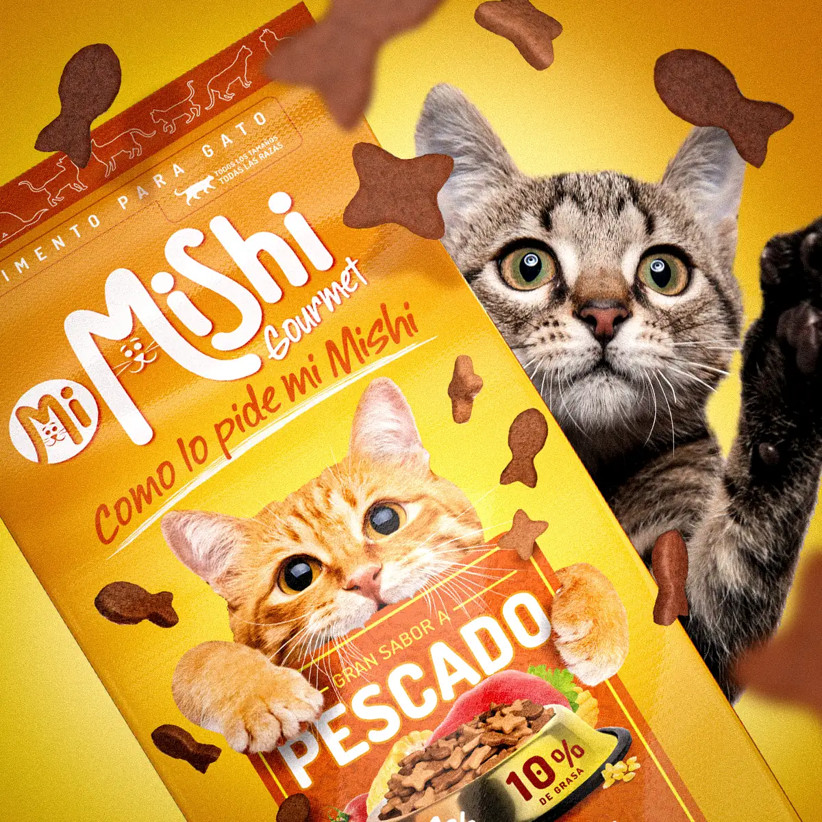 Sistema de packaging MiMishi Gourmet para diferentes referencias.